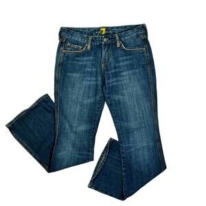 7 for All Mankind Low Rise Bootcut Jeans Ladies Sz 28 Blue Dark Wash Made in USA